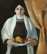 August Macke, Portrait with Apples : Wife of the Artist